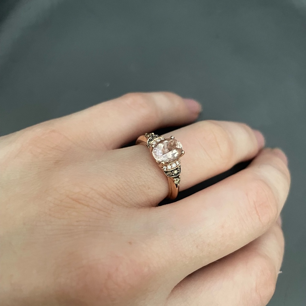 LeVian chocolate diamonds with a morganite stone.